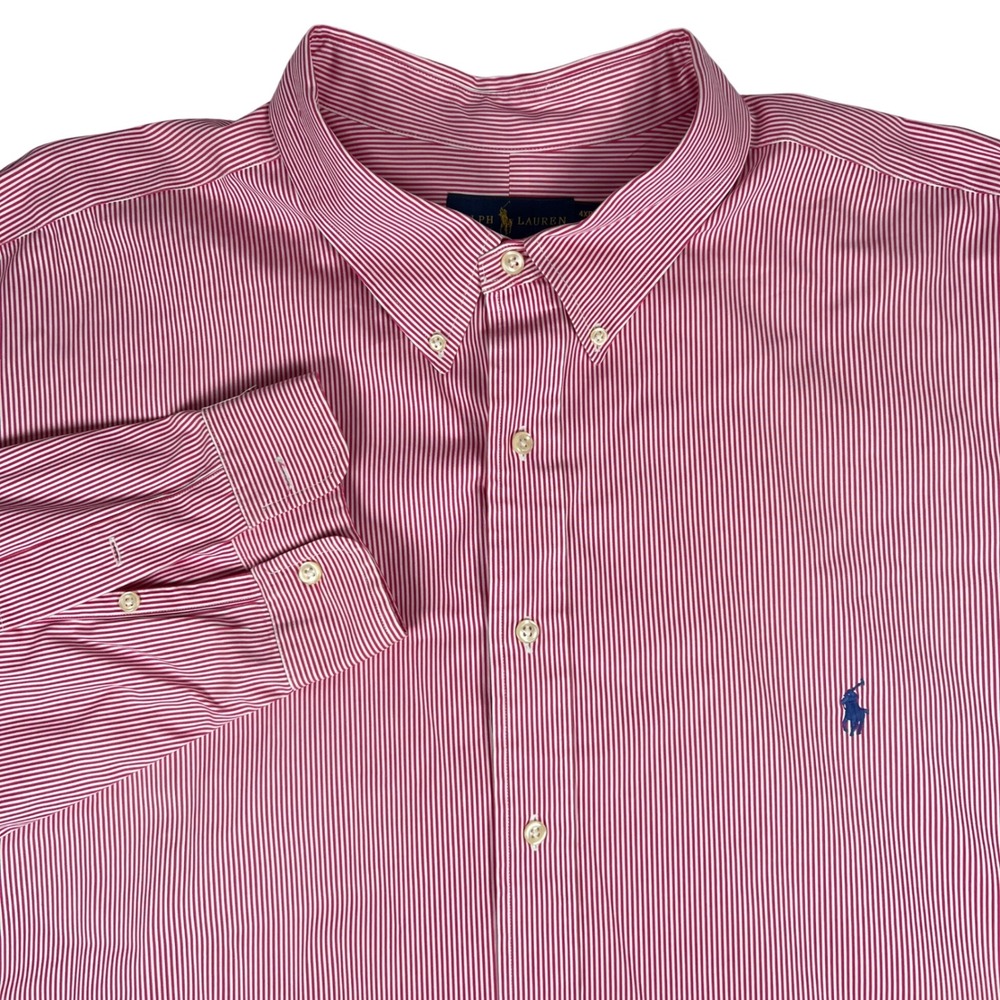 Ralph Lauren Men's 4XB Pink White Stripe Button Down Shirt Blue Pony